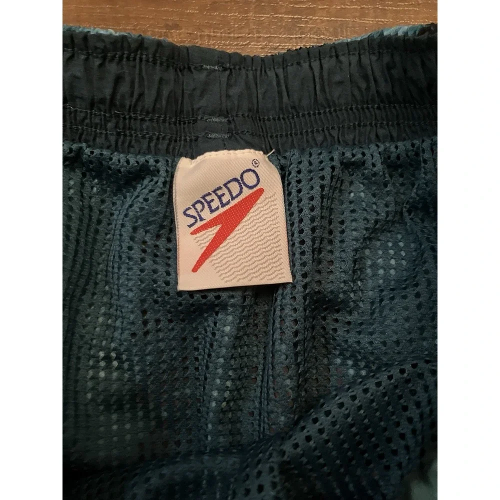 Speedo Men's Swim Trunks Board Shorts Blue Green Floral Print Size Large L